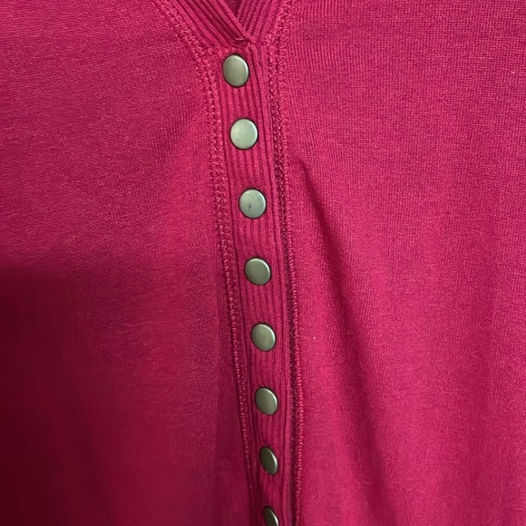 Zenana size Small Red Snap Down Stretchy and Soft Cardigan with 3/4 Sleeves - Picture 3 of 8